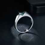 CARISSIE marquise moissanite bezel ring, side profile displaying the sleek metal finish and secure stone setting