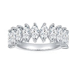 CARISSIE marquise moissanite eternity band, front view showing alternating stones in silver-tone prong setting