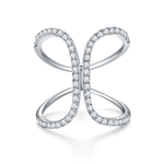 CARISSIE pavé statement ring, front studio shot of silver-tone design showing bright moissanite sparkle