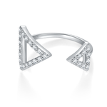 CARISSIE round moissanite pavé engagement ring, crisp front view of silver metal showcasing polished finish and sparkling stones