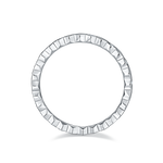 CARISSIE round moissanite eternity band, top-down view revealing the faceted texture of the inner gallery walls