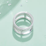 CARISSIE round moissanite pavé statement ring, side profile emphasizing high-polish finish and width of the band
