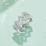CARISSIE round moissanite pavé statement ring, close-up side angle emphasizing the depth of the pavé-set stones