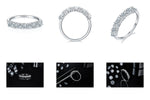 CARISSIE round moissanite eternity band, angled view displaying continuous row of stones in silver-tone prong setting