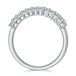 CARISSIE Princess Moissanite Eternity Band, top-down perspective revealing the inner gallery structure and secure prongs holding each stone.