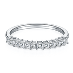CARISSIE Princess Moissanite Eternity Band, front view displaying a continuous row of square-cut stones with maximum sparkle on a white background.