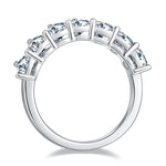 CARISSIE heart moissanite eternity band, top-down view highlighting the structured horizontal bars between each gemstone