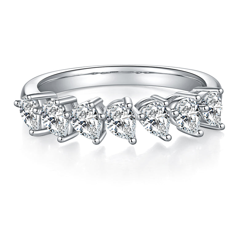 CARISSIE pear moissanite eternity band, front profile highlighting the curved row of sparkling stones in a sleek setting