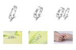 CARISSIE round moissanite pavé eternity band set, grid layout displaying individual rings and matching pair together