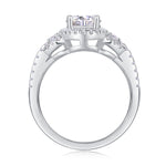 CARISSIE round moissanite halo ring, interior view revealing the gallery structure and pave-set stones along the inner shank