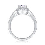 CARISSIE round moissanite halo ring, top-down profile showing the gallery rail and open space under the split shank