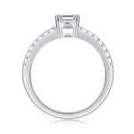 CARISSIE engagement ring top-down view, displaying round pavé diamonds along the upper half of the band