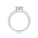 CARISSIE moissanite engagement ring interior view, revealing smooth polished band underside and prong structure