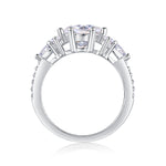 CARISSIE round moissanite solitaire ring bottom view, featuring open gallery work and prong construction