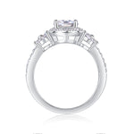 CARISSIE round moissanite halo engagement ring bottom-up view, revealing open gallery structure and inner band details