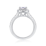 CARISSIE round moissanite ring bottom view, showcasing inner band structure and gallery rail craftsmanship
