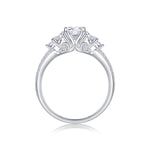 CARISSIE round moissanite solitaire ring, side profile revealing the elegant openwork gallery and prong setting structure