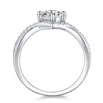 CARISSIE round moissanite solitaire ring, top-down view displaying the circular shape of the band and prong arrangement