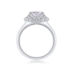 CARISSIE solitaire ring, inside band view revealing gallery work and the profile of the high-set stones