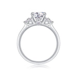 CARISSIE round moissanite solitaire ring, interior profile revealing smooth tapered shank and hidden gallery detail under the setting
