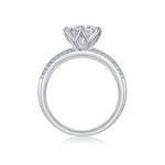 CARISSIE round moissanite solitaire ring, top-down view displaying the circular band profile and open gallery beneath the stone