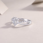 CARISSIE round moissanite solitaire ring, close-up interior view showing S925 sterling silver stamp and smooth polished finish