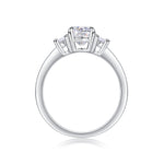 CARISSIE oval moissanite solitaire ring, top-down perspective showing the circular band shape and height of the stone cluster