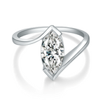 CARISSIE marquise engagement ring, top-down perspective displaying the elongated cut facets and open shank design