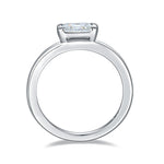 CARISSIE cushion moissanite bezel ring, side profile revealing low-profile design and continuous round shank shape