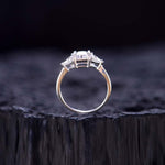 CARISSIE radiant solitaire engagement ring, side profile showing smooth silver band and vertical prong setting details