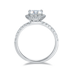 CARISSIE heart moissanite halo ring, top-down view showcasing the circular arrangement of the pavé band and inner gallery