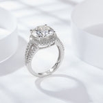 CARISSIE round moissanite solitaire ring, side profile highlighting high-set gallery and openwork split shank design