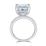 CARISSIE princess solitaire engagement ring, top-down view showing round shank with half-eternity pavé setting