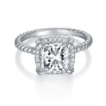 CARISSIE cushion solitaire engagement ring, front view highlighting the 8mm center stone and prong setting