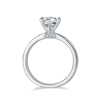 CARISSIE round moissanite solitaire ring, top-down perspective revealing the circular band profile and diamond accents