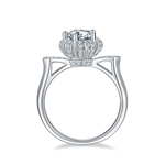 CARISSIE round moissanite halo ring, interior profile showing the smooth polished band and geometric under-gallery structure