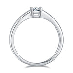 CARISSIE emerald cut bezel engagement ring, interior profile revealing the smooth rounded shank and low-profile setting
