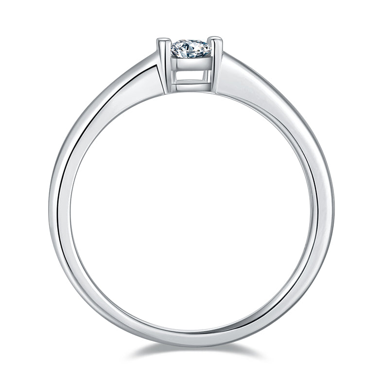 CARISSIE emerald cut bezel engagement ring, interior profile revealing the smooth rounded shank and low-profile setting