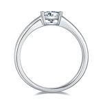 CARISSIE Asscher bezel engagement ring, top-down perspective showing the smooth interior of the white gold band.
