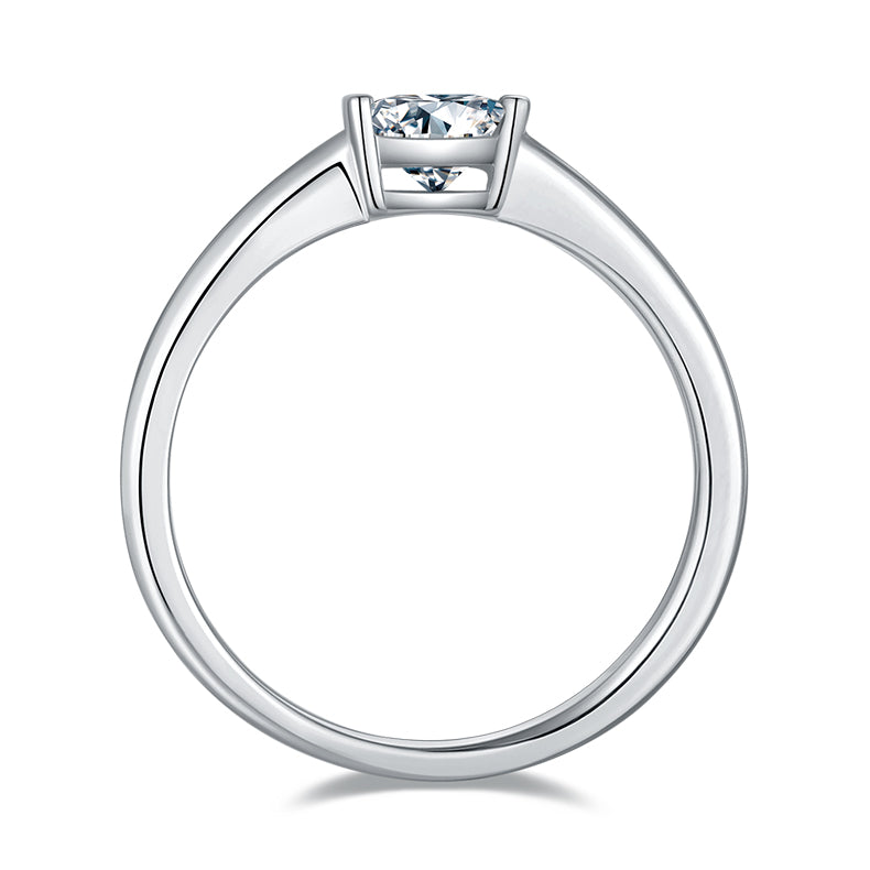 CARISSIE Asscher bezel engagement ring, top-down perspective showing the smooth interior of the white gold band.