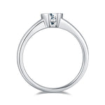CARISSIE trillion moissanite bezel ring, side profile revealing the slim shank and secure bezel structure