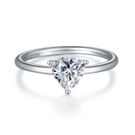 CARISSIE trillion moissanite ring, front view showcasing the triangular stone facets and S925 hallmark inside the band