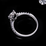 CARISSIE heart solitaire engagement ring, underside perspective displaying the smooth inner shank and secure mounting of the center stone