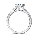 CARISSIE trillion solitaire engagement ring, top-down view revealing the inner shank profile and symmetrical prong placement