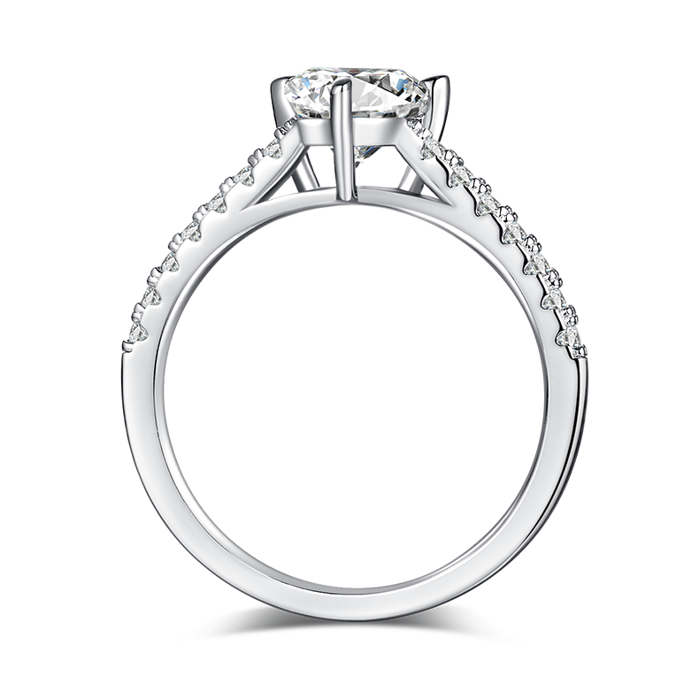 CARISSIE trillion solitaire engagement ring, top-down view revealing the inner shank profile and symmetrical prong placement