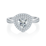 CARISSIE trillion halo engagement ring, direct front view showcasing the double halo setting surrounding the center stone