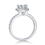 CARISSIE trillion halo engagement ring, rear view displaying the open gallery design and hidden side-set accent stone