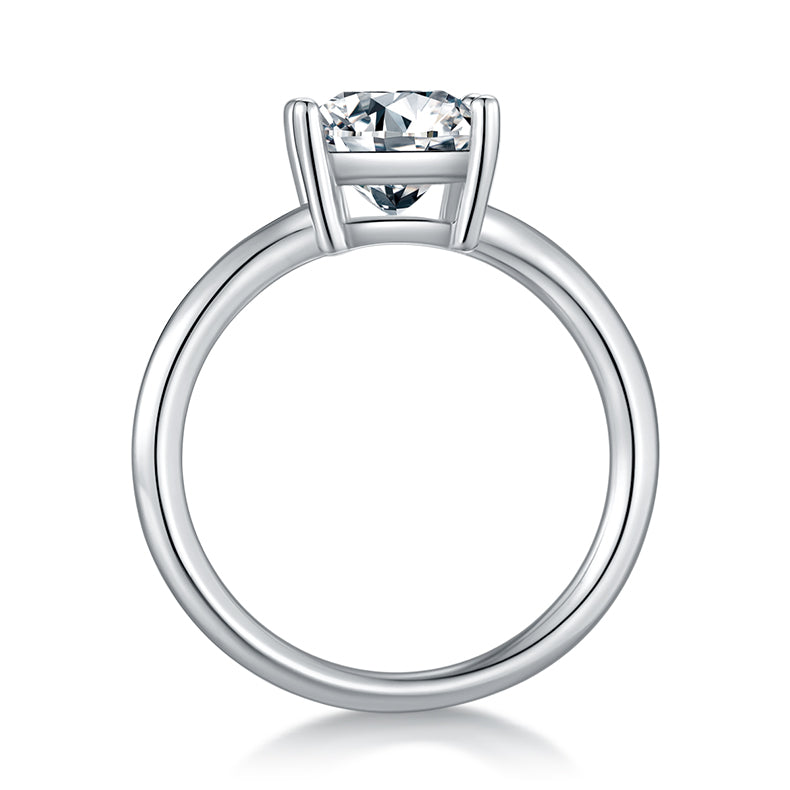CARISSIE Princess Solitaire Engagement Ring, top-down view displaying the circular shank and high-profile prong setting