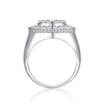 CARISSIE round moissanite ring, side profile revealing the smooth metal gallery and prong setting details against a white background