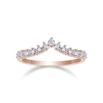 Abigail Round Moissanite Chevron Wedding Band in 18K rose gold plating, front view
